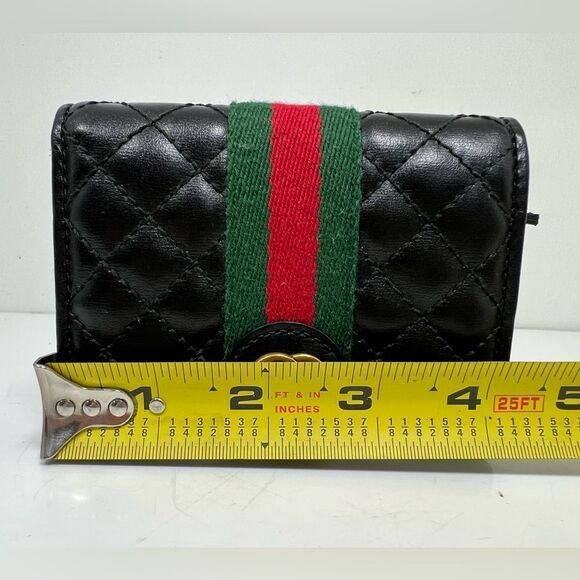 GUCCI GG Marmont Bifold Wallet quilted sherry line black leather without box - Picture 10 of 11